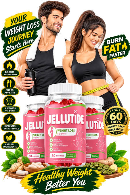 Couple holding Jellutide Gummies bottles